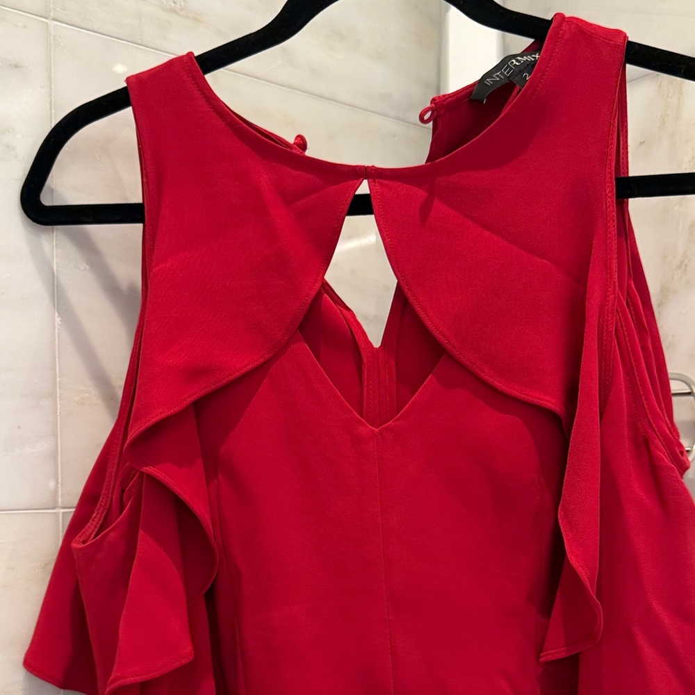INTERMIX Scarlet Ruffle Open Shoulder Blouse - Picture 3 of 5